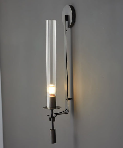 Fontanelle Wall Sconce with Ribbed Glass Cylinders