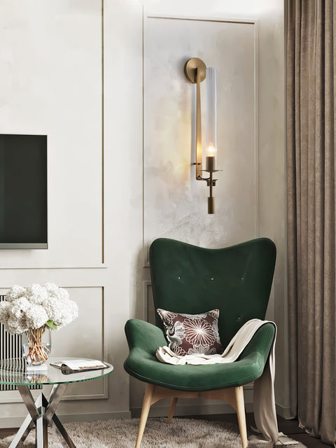 Fontanelle Wall Sconce with Ribbed Glass Cylinders