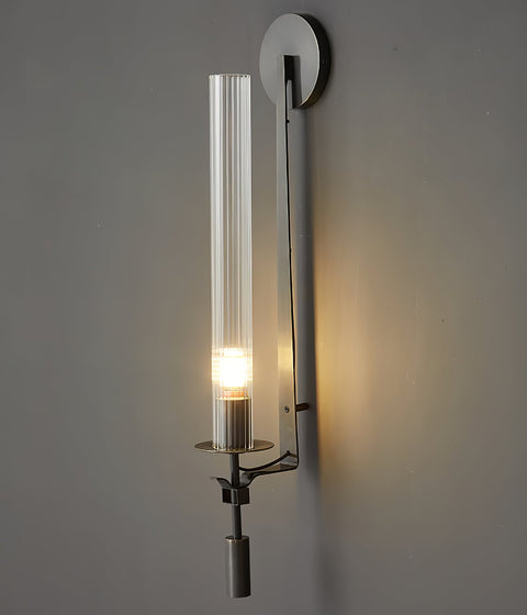 Fontanelle Wall Sconce with Ribbed Glass Cylinders