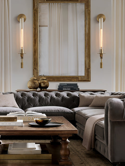 Fontanelle Wall Sconce with Ribbed Glass Cylinders