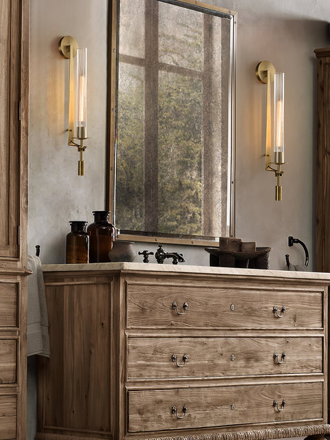 Fontanelle Wall Sconce with Ribbed Glass Cylinders