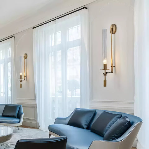 Fontanelle Wall Sconce with Ribbed Glass Cylinders