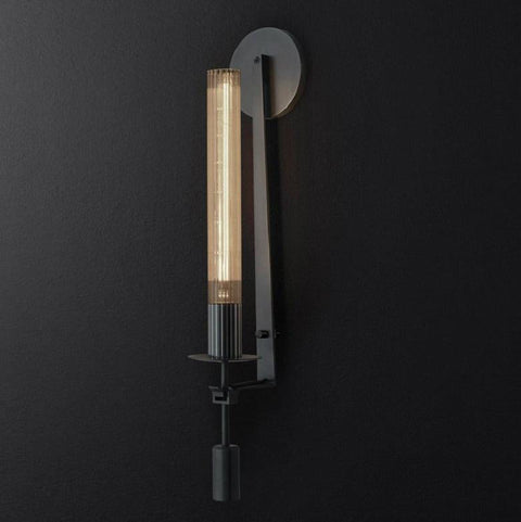 Fontanelle Wall Sconce with Ribbed Glass Cylinders