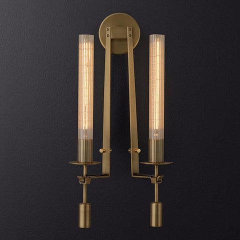 Fontanelle Wall Sconce with Ribbed Glass Cylinders