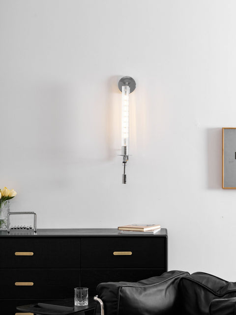 Fontanelle Wall Sconce with Ribbed Glass Cylinders
