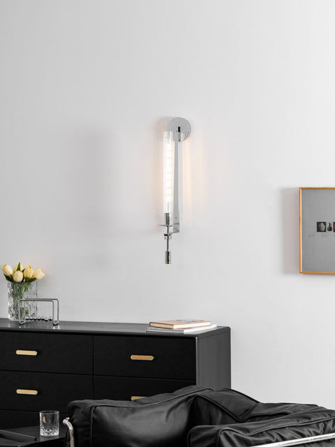 Fontanelle Wall Sconce with Ribbed Glass Cylinders