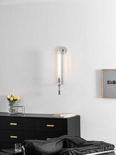 Fontanelle Wall Sconce with Ribbed Glass Cylinders
