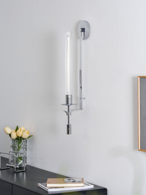 Fontanelle Wall Sconce with Ribbed Glass Cylinders