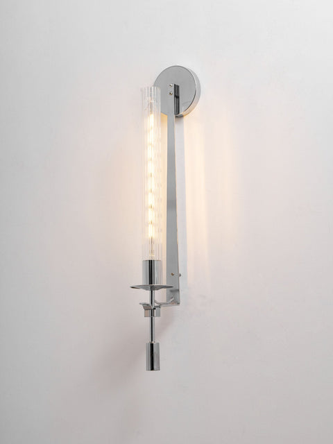Fontanelle Wall Sconce with Ribbed Glass Cylinders