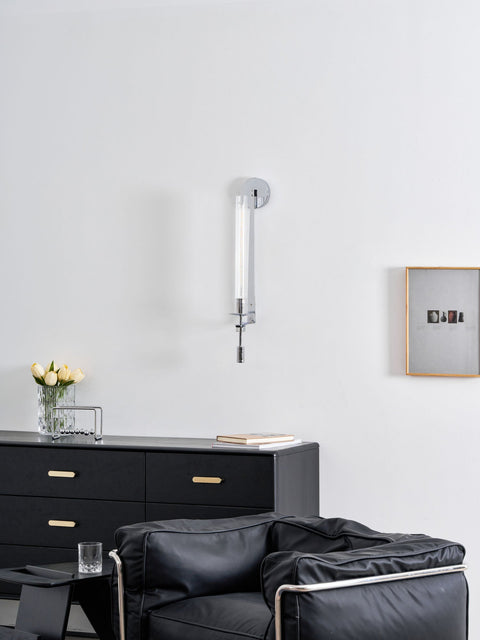 Fontanelle Wall Sconce with Ribbed Glass Cylinders