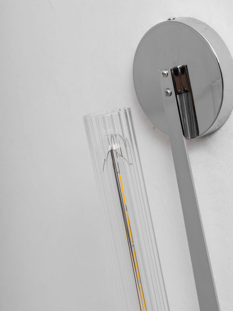 Fontanelle Wall Sconce with Ribbed Glass Cylinders