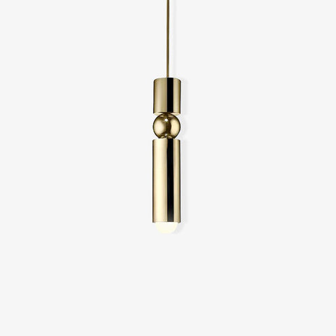 Pendant Light with Metal Cylinders and Decorative Sphere Detail