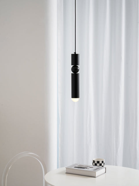 Pendant Light with Metal Cylinders and Decorative Sphere Detail