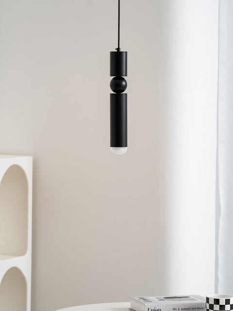 Pendant Light with Metal Cylinders and Decorative Sphere Detail