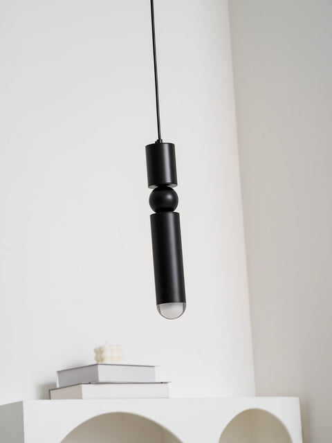 Pendant Light with Metal Cylinders and Decorative Sphere Detail