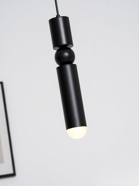 Pendant Light with Metal Cylinders and Decorative Sphere Detail