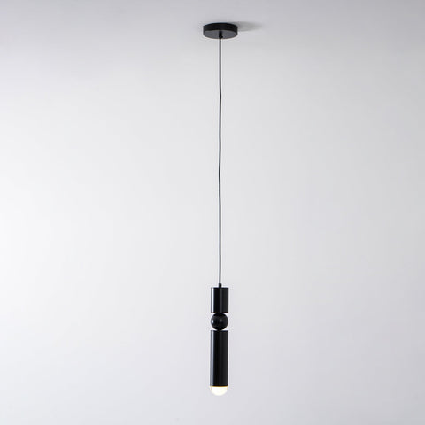 Pendant Light with Metal Cylinders and Decorative Sphere Detail