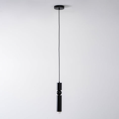 Pendant Light with Metal Cylinders and Decorative Sphere Detail