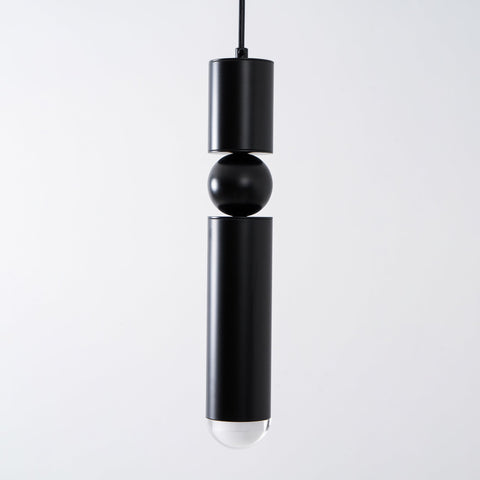 Pendant Light with Metal Cylinders and Decorative Sphere Detail