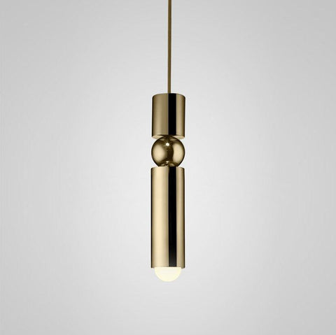 Pendant Light with Metal Cylinders and Decorative Sphere Detail