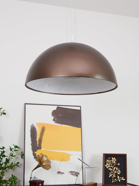 Pendant Light with Dome Shade and Sculpted Floral Interior