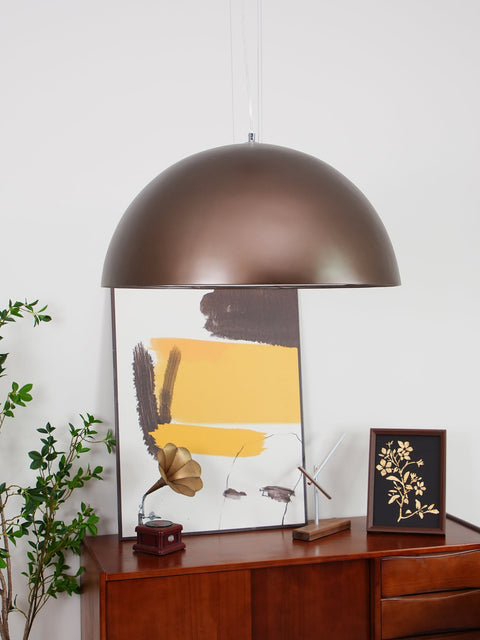 Pendant Light with Dome Shade and Sculpted Floral Interior