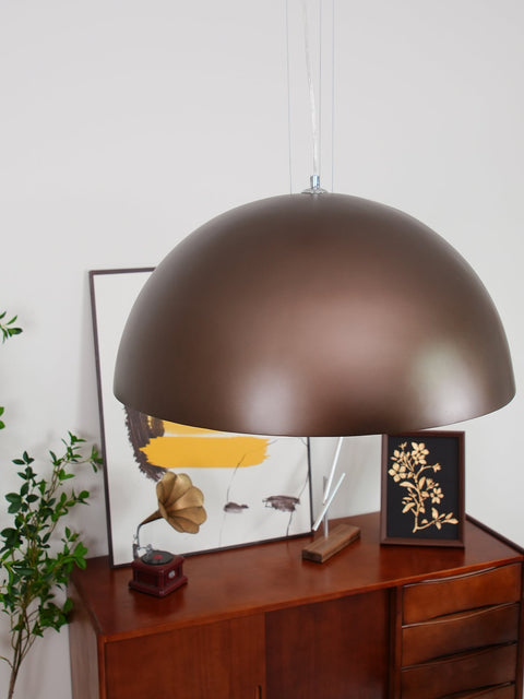 Pendant Light with Dome Shade and Sculpted Floral Interior