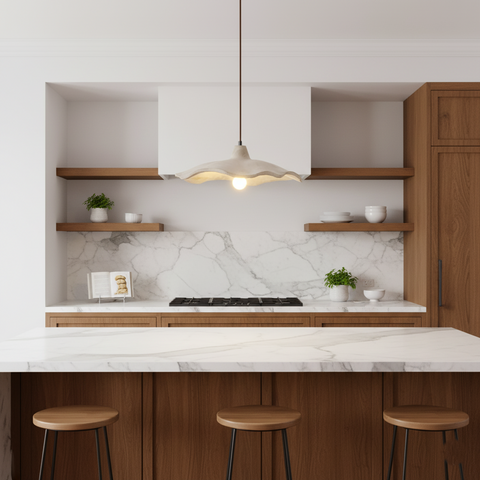Pendant Light with Flower-Shaped Cement Shade