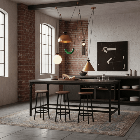 Geometric Multi-Pendant Chandelier with Adjustable Drops