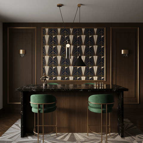 Geometric Multi-Pendant Chandelier with Adjustable Drops