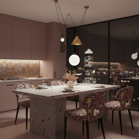 Geometric Multi-Pendant Chandelier with Adjustable Drops