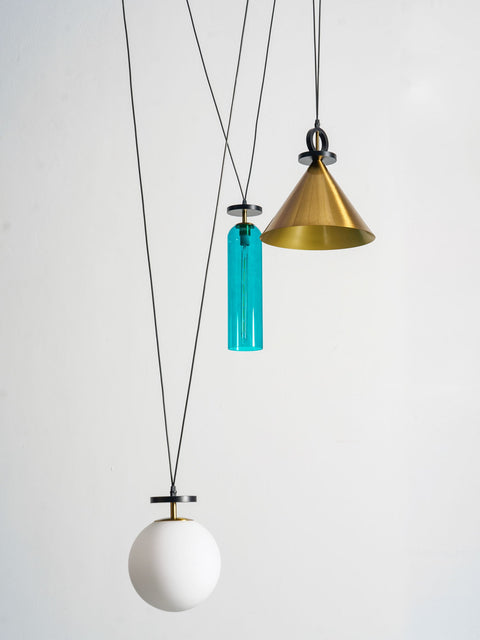 Geometric Multi-Pendant Chandelier with Adjustable Drops