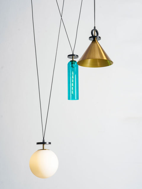 Geometric Multi-Pendant Chandelier with Adjustable Drops