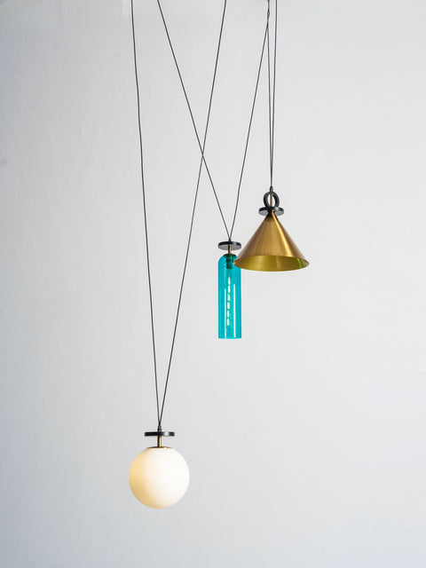 Geometric Multi-Pendant Chandelier with Adjustable Drops