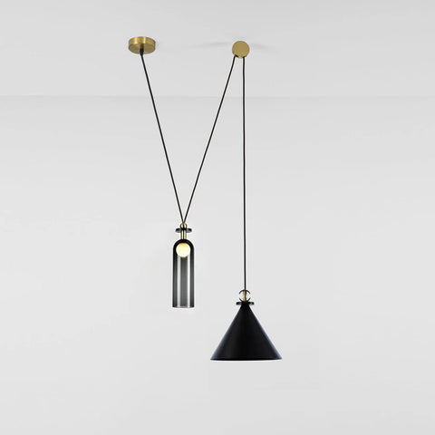 Geometric Multi-Pendant Chandelier with Adjustable Drops