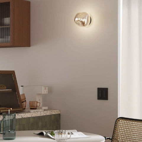Glass Wall Sconce with Metal Frame and Sculptural Shade — product view