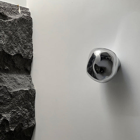 Glass Wall Sconce with Metal Frame and Sculptural Shade — product view