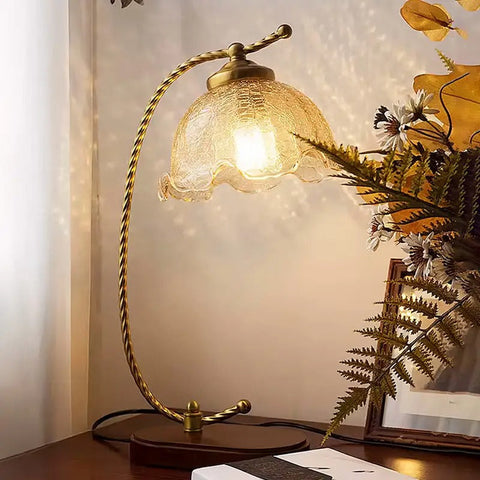 Flower Glass Shade Table Lamp