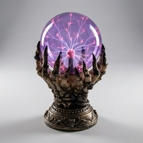 Gothic Plasma Globe Table Lamp with Sculpted Hand Base and Decorative Light Display
