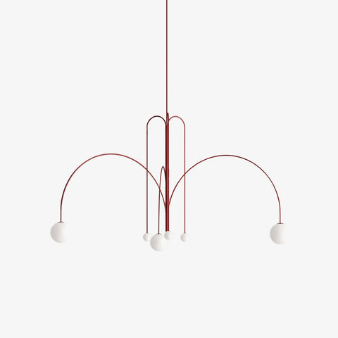 Sculptural Multi-Arm Chandelier with Opal Glass Globes