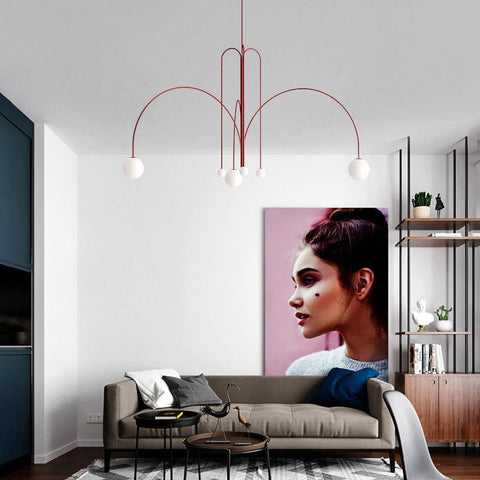 Sculptural Multi-Arm Chandelier with Opal Glass Globes