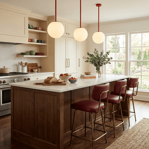 Sculptural Multi-Arm Chandelier with Opal Glass Globes