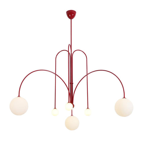 Sculptural Multi-Arm Chandelier with Opal Glass Globes