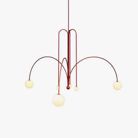 Sculptural Multi-Arm Chandelier with Opal Glass Globes