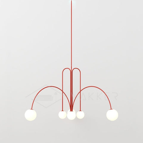 Sculptural Multi-Arm Chandelier with Opal Glass Globes