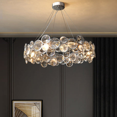 Glass Bubble Chandelier with Stainless Steel Frame