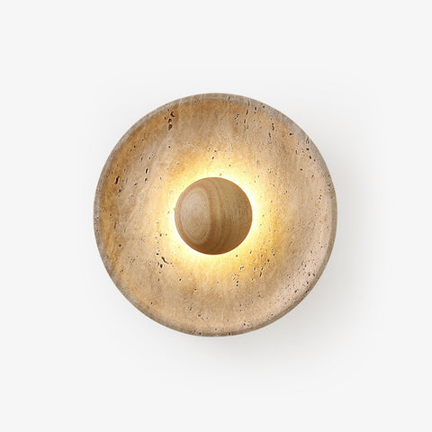 Travertine and Wood LED Wall Lamp
