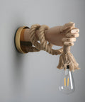 Hand-Shaped Rope Wall Sconce with Exposed Bulb Holder — product view