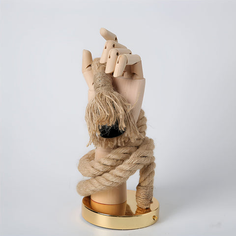 Hand-Shaped Rope Wall Sconce with Exposed Bulb Holder — product view