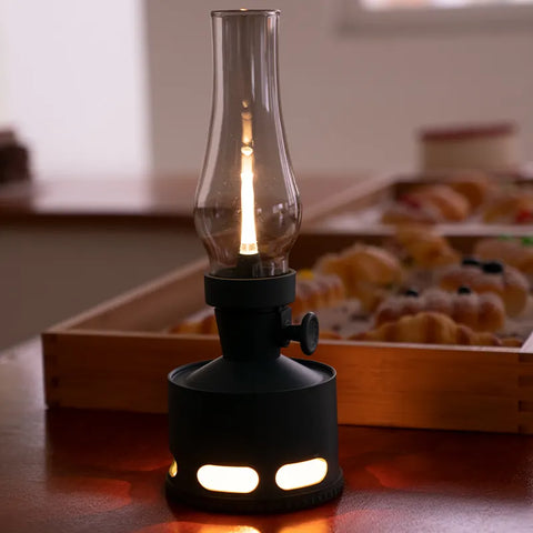 LED Lantern with Rechargeable Battery and Dimmable Oil Lamp Design